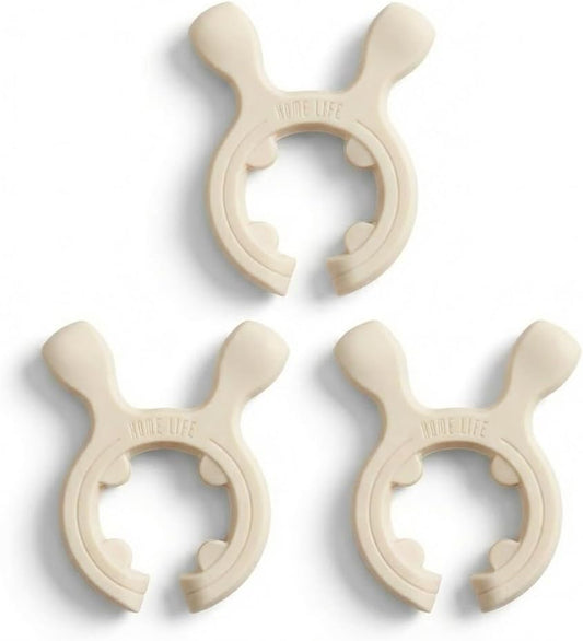 3-Pack Deer Antler Silicone Spoon Rest - 2-in-1 Clip-On Pot Handle Holder & Boil Over Guard, Heat Resistant Utensil Rest for Stovetop - Kitchen Gadget Gift Set (White 3PCS)
