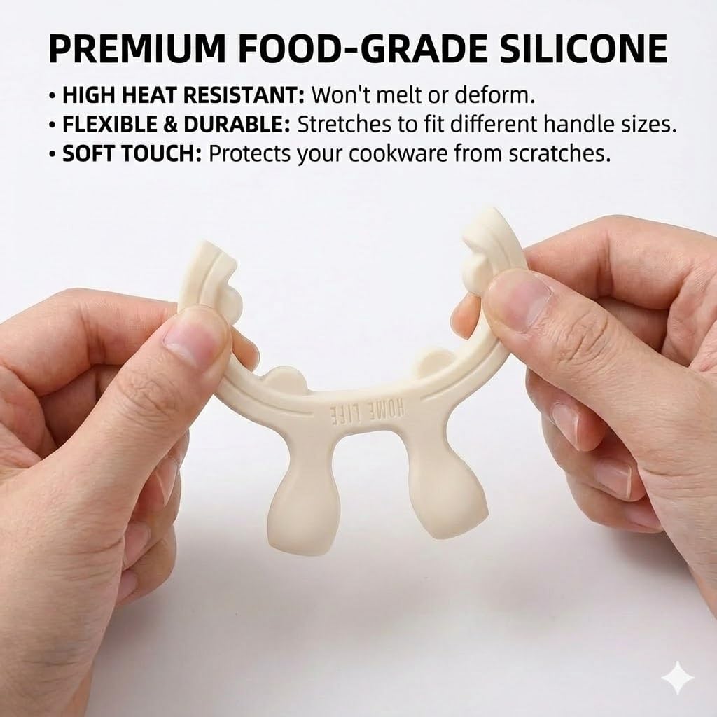 3-Pack Deer Antler Silicone Spoon Rest - 2-in-1 Clip-On Pot Handle Holder & Boil Over Guard, Heat Resistant Utensil Rest for Stovetop - Kitchen Gadget Gift Set (White 3PCS)