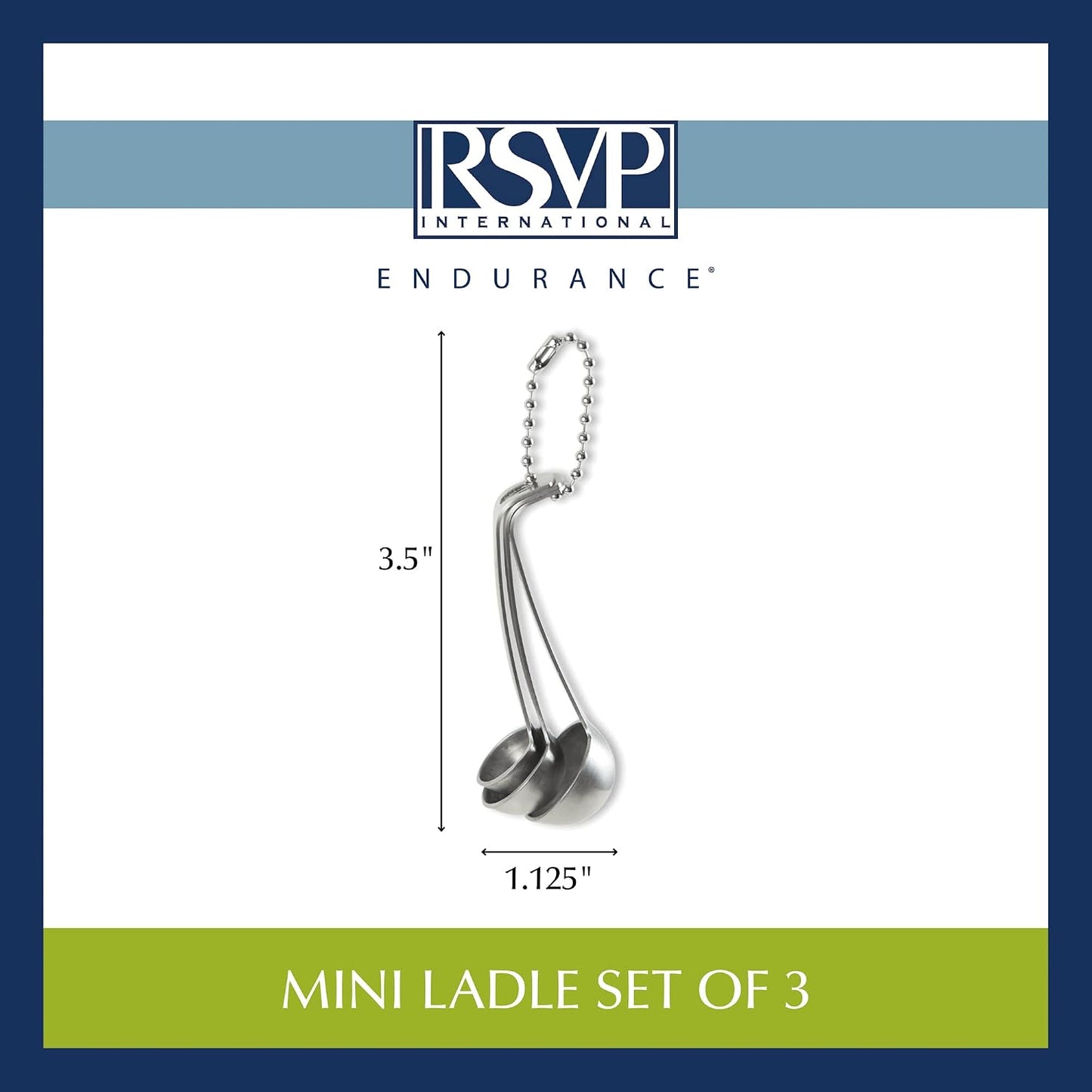 Endurance Kitchen Collection Measuring Tools, Dishwasher Safe, Mini Ladles, 3 Piece, Stainless Steel
