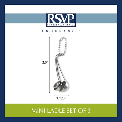 Endurance Kitchen Collection Measuring Tools, Dishwasher Safe, Mini Ladles, 3 Piece, Stainless Steel