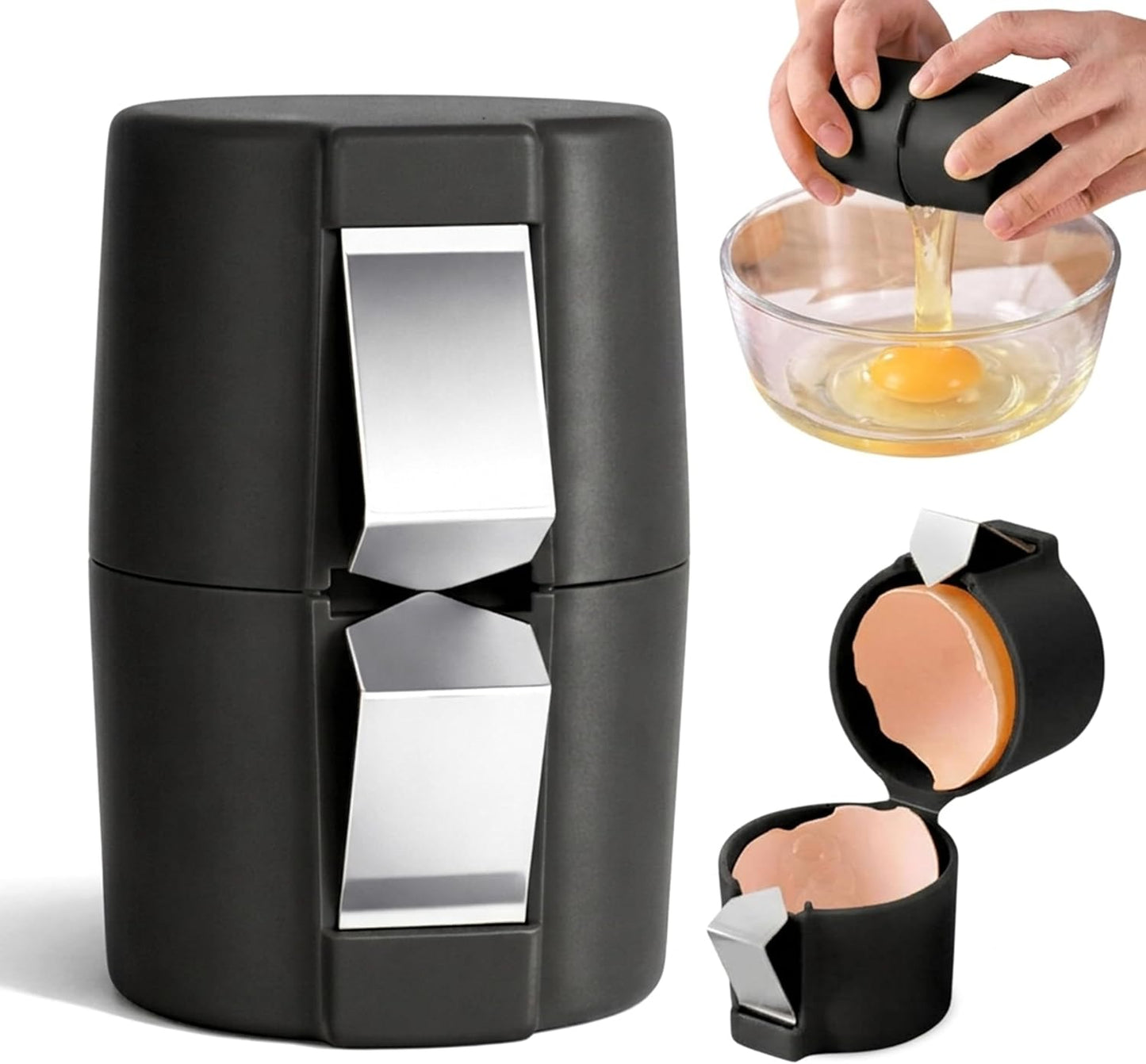 Egg Cracker & Egg Shell Opener Tool - Easy Egg Shell Cracker for Clean Shell Opening - Egg Opener & Kitchen Gadget for No Mess Breakfast & Meal Prep (Yellow)