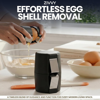 Egg Cracker & Egg Shell Opener Tool - Easy Egg Shell Cracker for Clean Shell Opening - Egg Opener & Kitchen Gadget for No Mess Breakfast & Meal Prep (Yellow)