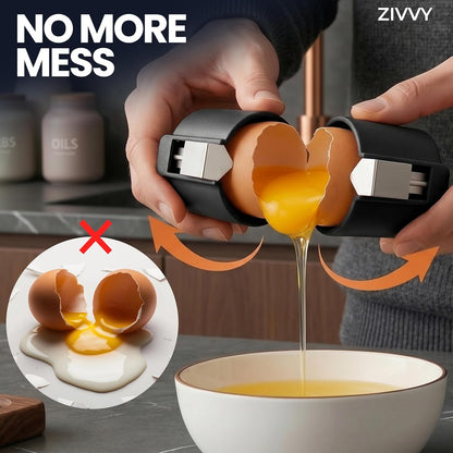 Egg Cracker & Egg Shell Opener Tool - Easy Egg Shell Cracker for Clean Shell Opening - Egg Opener & Kitchen Gadget for No Mess Breakfast & Meal Prep (Yellow)