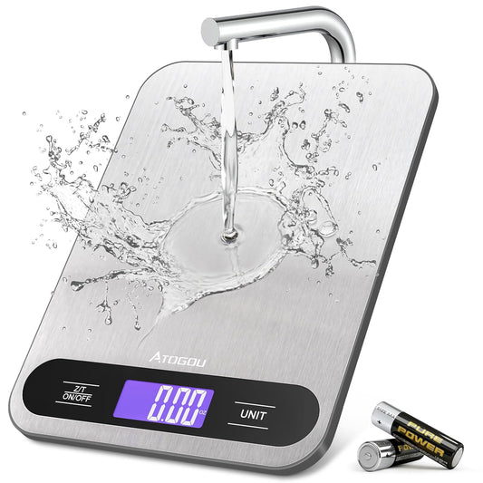 Food Scale, 33lb/ 15kg Digital Kitchen Scale with Full View LCD Display, Durable Stainless Steel Surface, for Cooking, Baking, Meal Prep Black