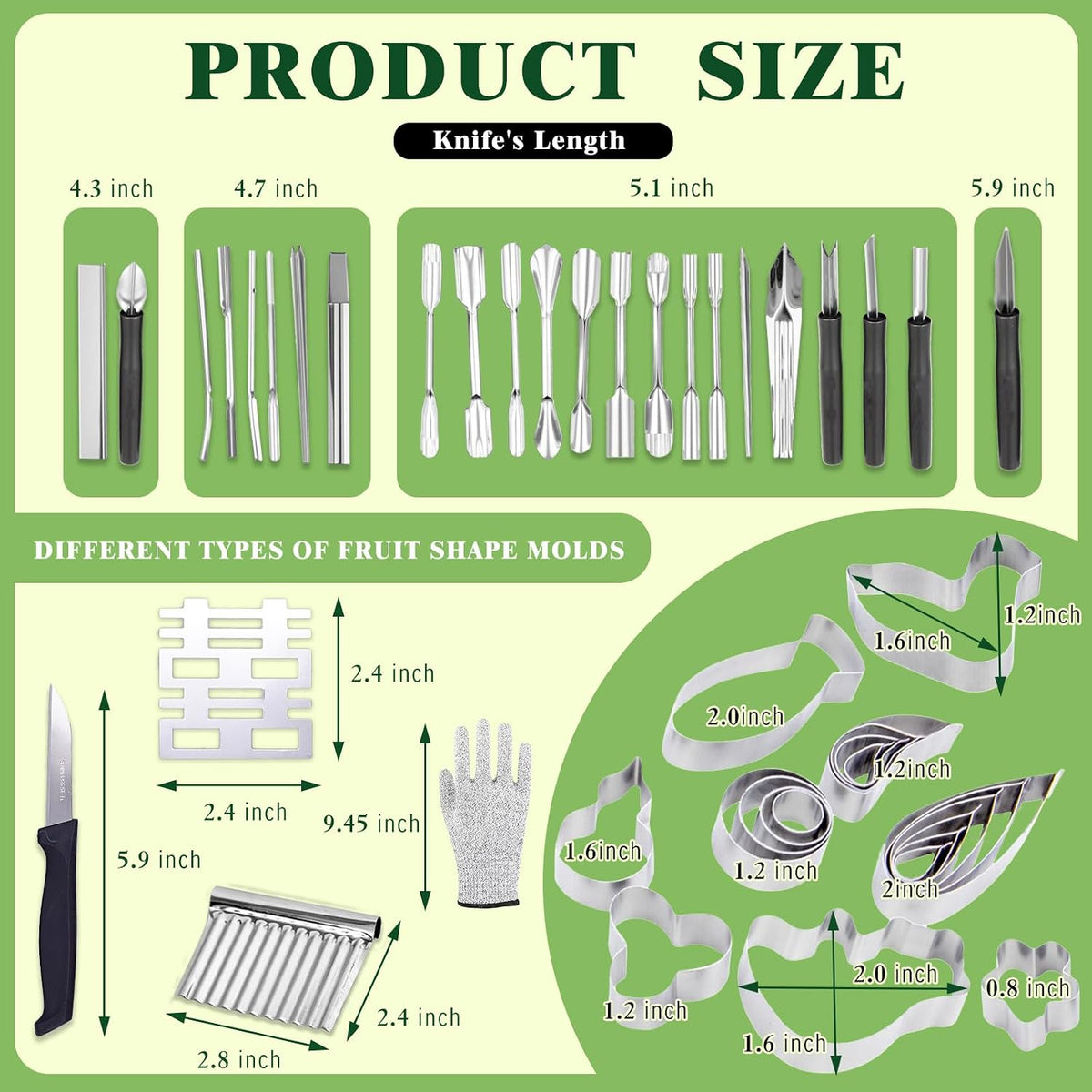 Stainless Steel Fruit Carving Tools Set with Portable Case