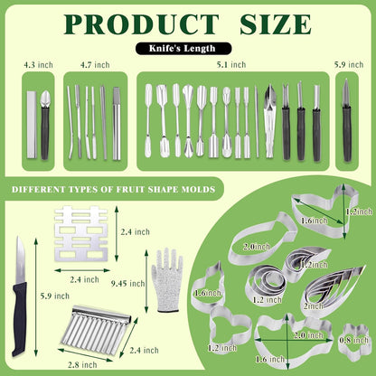 Stainless Steel Fruit Carving Tools Set with Portable Case