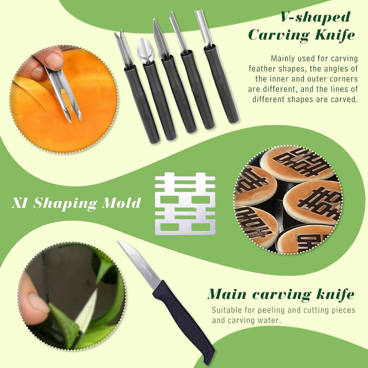 Stainless Steel Fruit Carving Tools Set with Portable Case