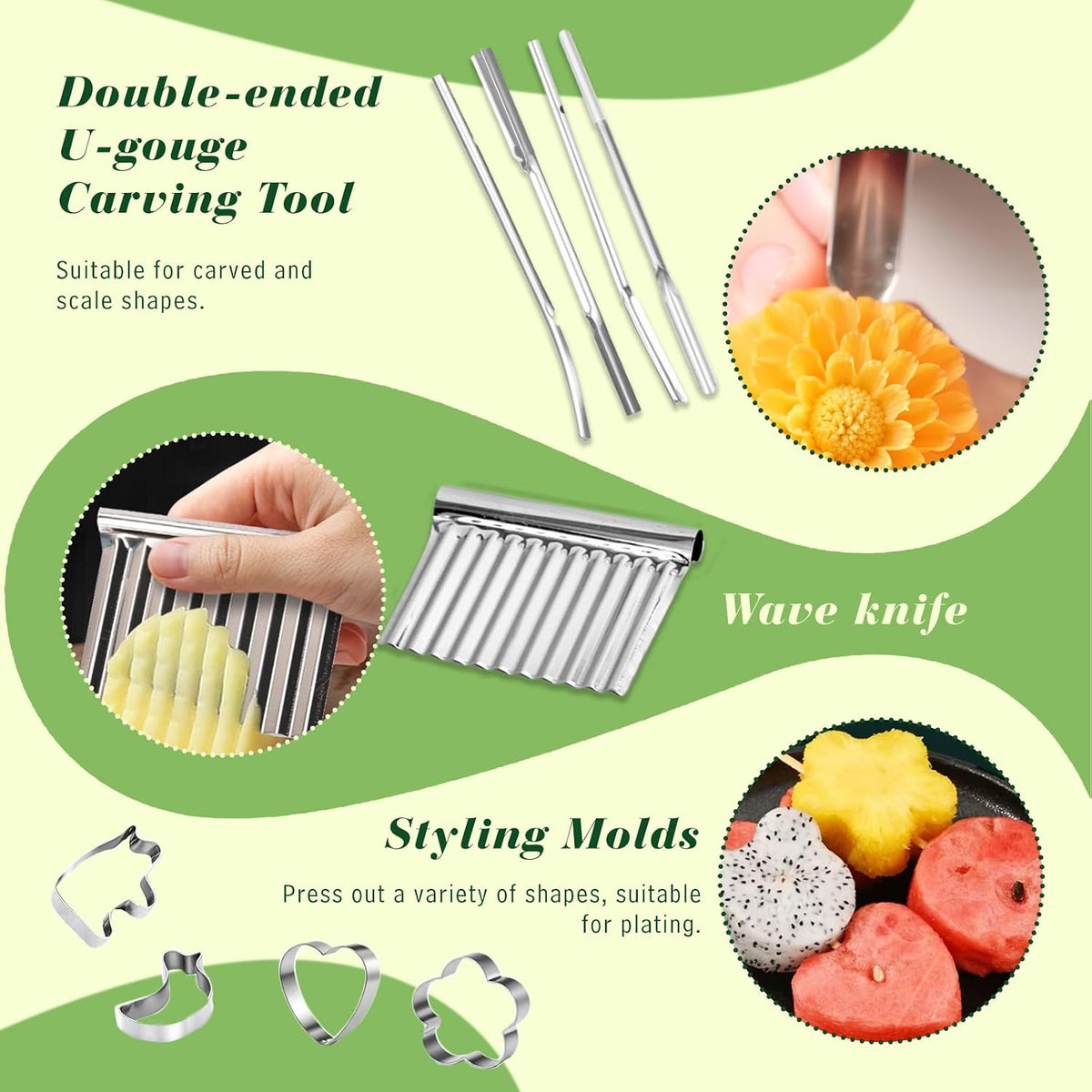 Stainless Steel Fruit Carving Tools Set with Portable Case