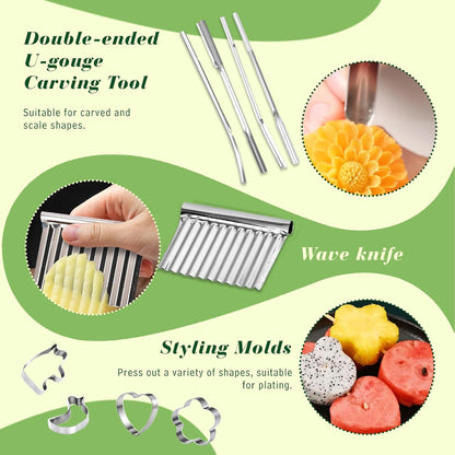 Stainless Steel Fruit Carving Tools Set with Portable Case