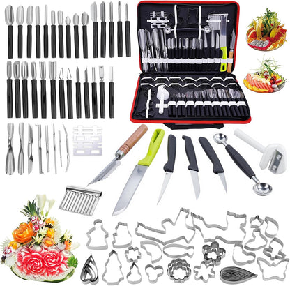 Stainless Steel Fruit Carving Tools Set with Portable Case