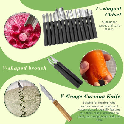 Stainless Steel Fruit Carving Tools Set with Portable Case
