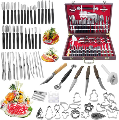 Stainless Steel Fruit Carving Tools Set with Portable Case