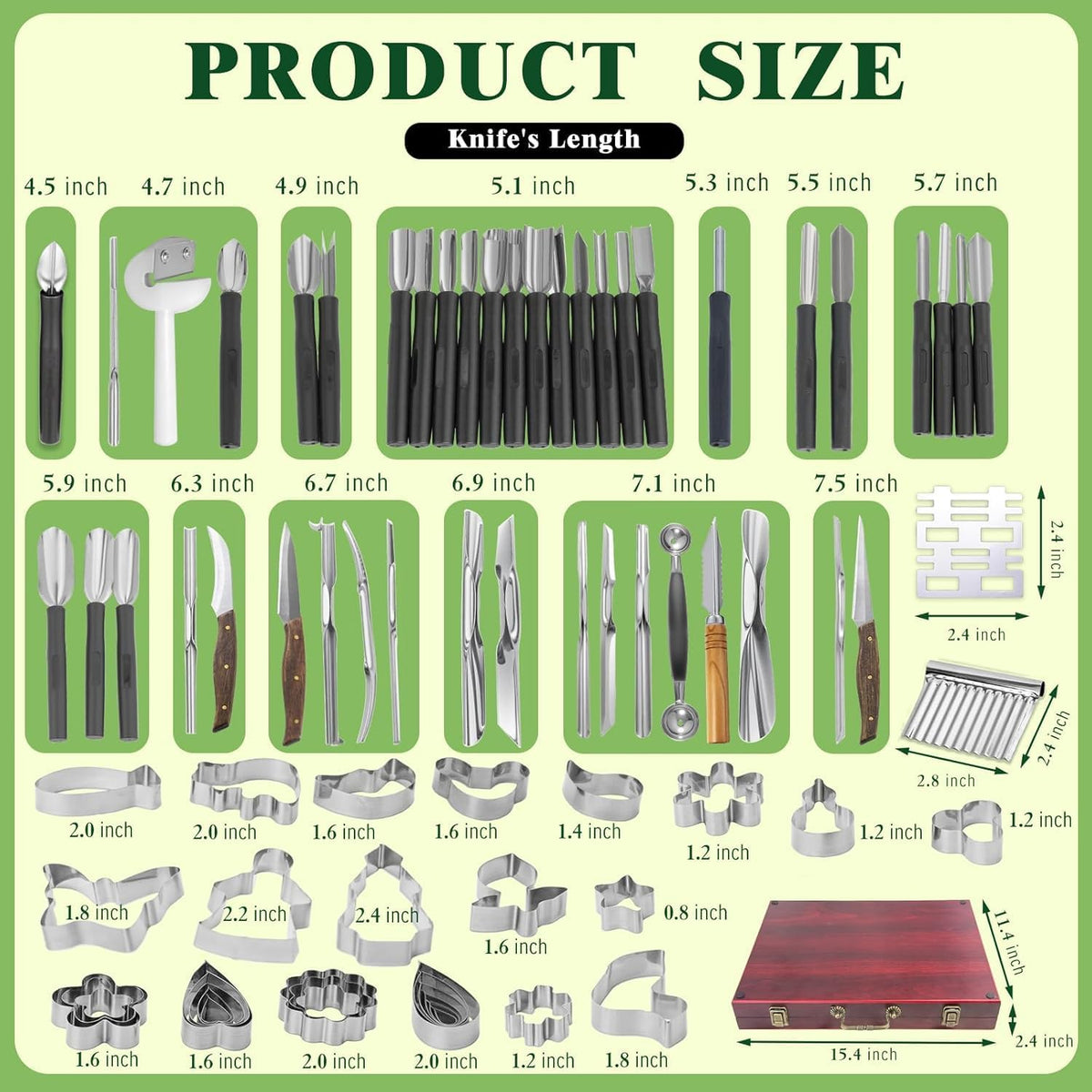 Stainless Steel Fruit Carving Tools Set with Portable Case