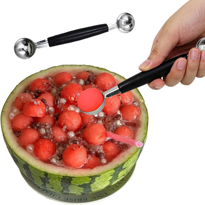 2 Pcs Double-Ended Headed Melon Baller Scoop,Stainless Steel Fruit Ice Cream Baller,Round Melon Balls Scooper for Watermelon/Ice Cream/Fruits/Sorbet/Meatballs