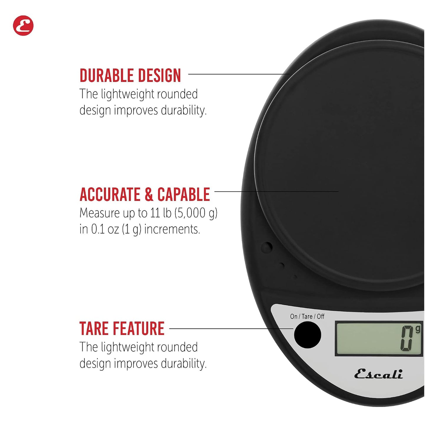 Primo Digital Food Scale Multi-Functional Kitchen Scale and Baking Scale for Precise Weight Measuring and Portion Control, 8.5 x 6 x 1.5 inches, Chrome