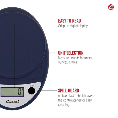 Primo Digital Food Scale Multi-Functional Kitchen Scale and Baking Scale for Precise Weight Measuring and Portion Control, 8.5 x 6 x 1.5 inches, Chrome