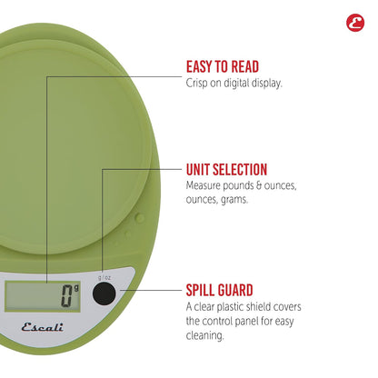 Primo Digital Food Scale Multi-Functional Kitchen Scale and Baking Scale for Precise Weight Measuring and Portion Control, 8.5 x 6 x 1.5 inches, Chrome