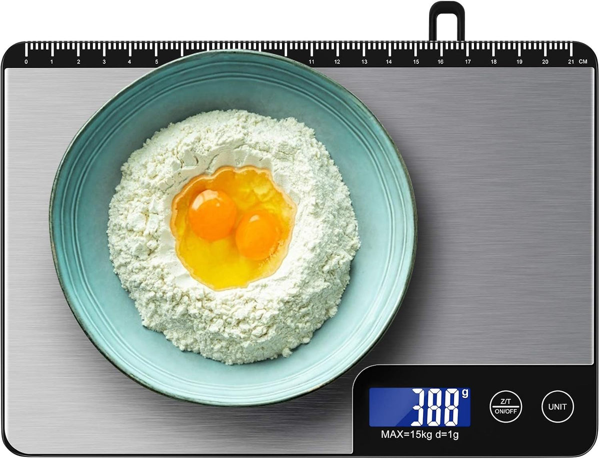 33lb Digital Kitchen Scale with Large Weighing Area (9 in)