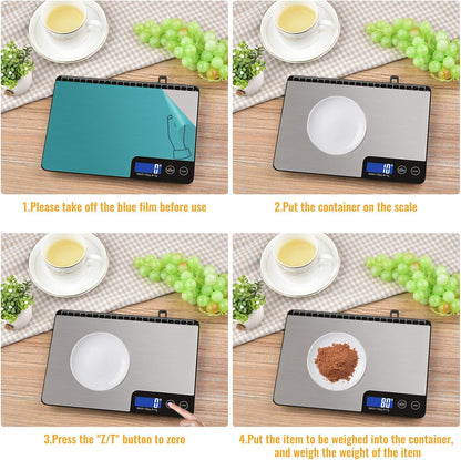 33lb Digital Kitchen Scale with Large Weighing Area (9 in)