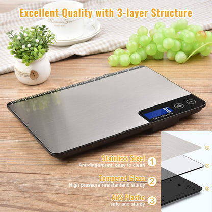 33lb Digital Kitchen Scale with Large Weighing Area (9 in)