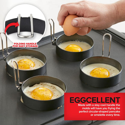 Griddle Breakfast Kit Accessories - Pancake Batter Dispenser for Griddle, Cast Iron Grill Press for Bacon, 4 Egg Rings/Pancake Molds and Spatula, Compatible With Blackstone Griddles