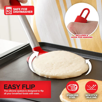 Griddle Breakfast Kit Accessories - Pancake Batter Dispenser for Griddle, Cast Iron Grill Press for Bacon, 4 Egg Rings/Pancake Molds and Spatula, Compatible With Blackstone Griddles