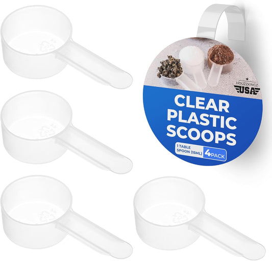 4 Pack Tablespoon Measuring Spoon Set - Coffee Measuring Scoop Plastic 1 Tablespoon (15 ML) Coffee Scoop for Ground Coffee, Small Scoops for Food, Canisters, Tea, Protein, Dry Goods Tbsp Mini Scooper