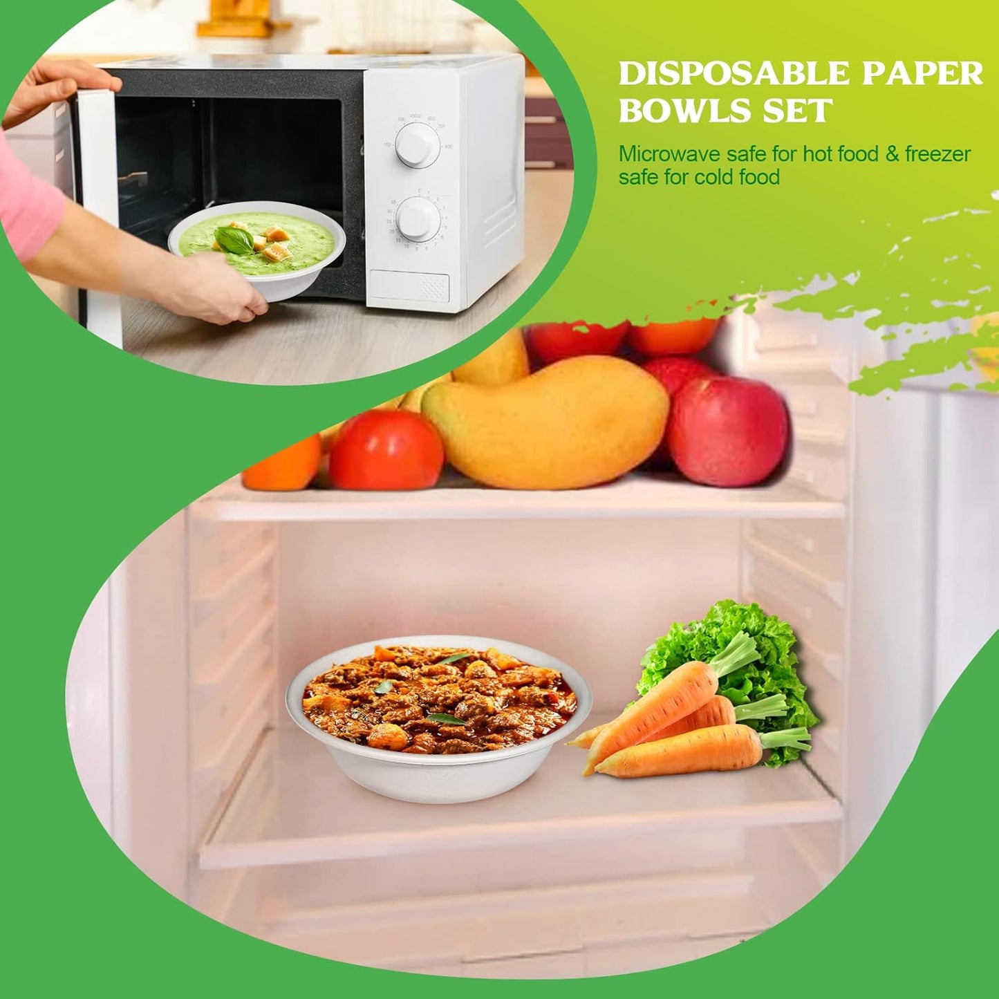 Large Compostable Bowls 32 oz, 100 Pack Disposable Heavy Duty | Eco-friendly Biodegradable, Sugarcane Fibers, Microwavable Safe For Soup, Salad, Ice Cream, Dessert, Cereal, Party Serving
