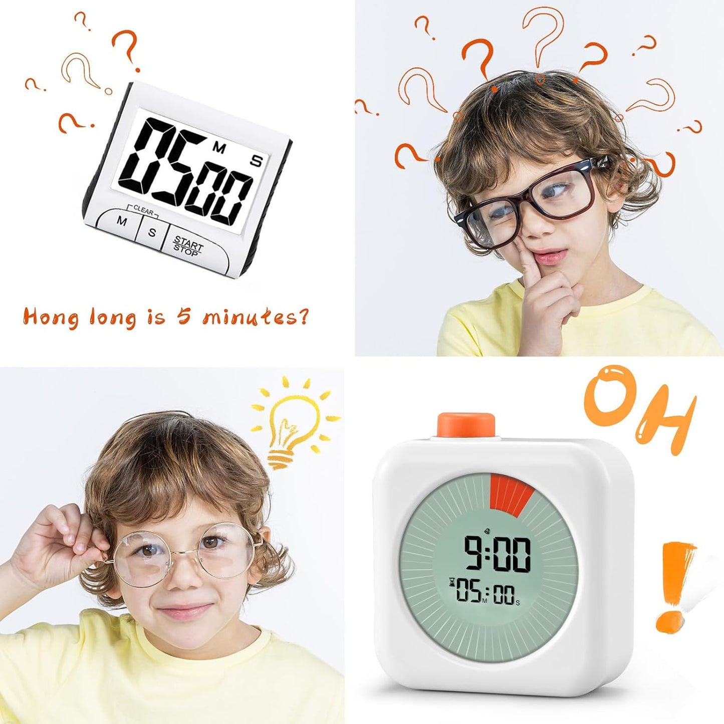 Back to School Supplies Visual Timer for Kids, ADHD, Autism | 60-Minute Countdown 3-in-1(Timer & Clock & Alarm), Time Management Tool, Classroom Essential, Ideal Teacher Gift