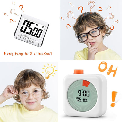 Back to School Supplies Visual Timer for Kids, ADHD, Autism | 60-Minute Countdown 3-in-1(Timer & Clock & Alarm), Time Management Tool, Classroom Essential, Ideal Teacher Gift