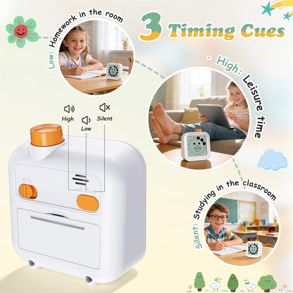 Back to School Supplies Visual Timer for Kids, ADHD, Autism | 60-Minute Countdown 3-in-1(Timer & Clock & Alarm), Time Management Tool, Classroom Essential, Ideal Teacher Gift