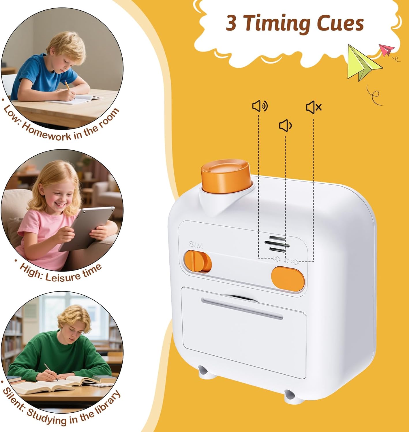 Back to School Supplies Visual Timer for Kids, ADHD, Autism | 60-Minute Countdown 3-in-1(Timer & Clock & Alarm), Time Management Tool, Classroom Essential, Ideal Teacher Gift