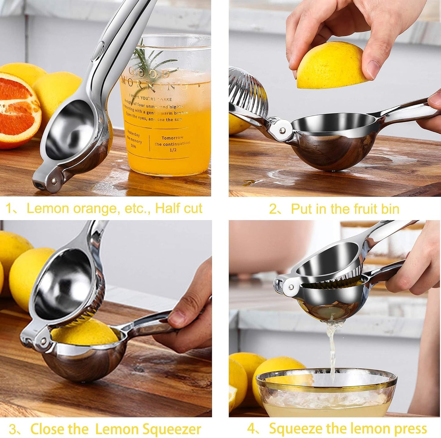 Heavy Duty Lemon Squeezer, Maximum Juice Yield Metal Citrus Juicer & Manual Hand Lime Press, Easy to Clean Kitchen & Bar Tool