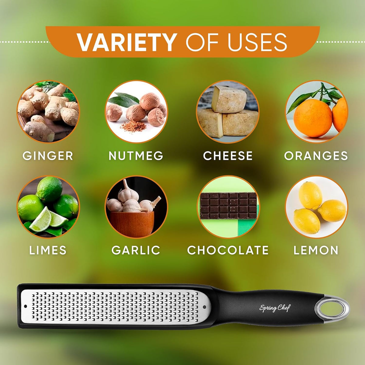 Stainless Steel Lemon Zester - Garlic & Ginger Grater - Black