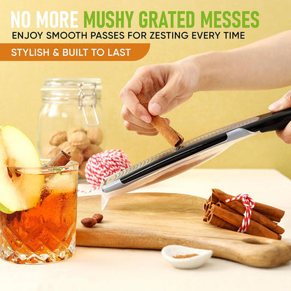 Stainless Steel Lemon Zester - Garlic & Ginger Grater - Black