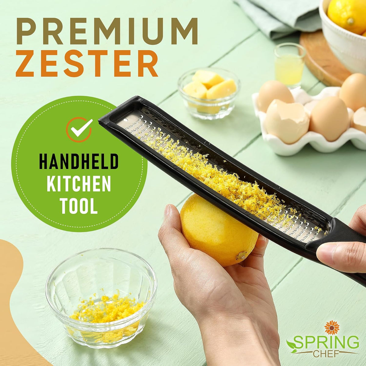 Stainless Steel Lemon Zester - Garlic & Ginger Grater - Black