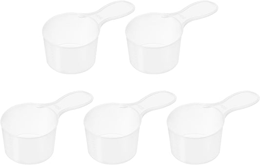 5Pcs Plastic Measuring Spoons 25g/50ml Table Spoon Powder Scoops Spoon for Measuring Coffee Protein Powder Spices, Clear