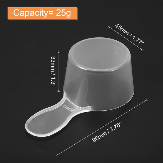 5Pcs Plastic Measuring Spoons 25g/50ml Table Spoon Powder Scoops Spoon for Measuring Coffee Protein Powder Spices, Clear