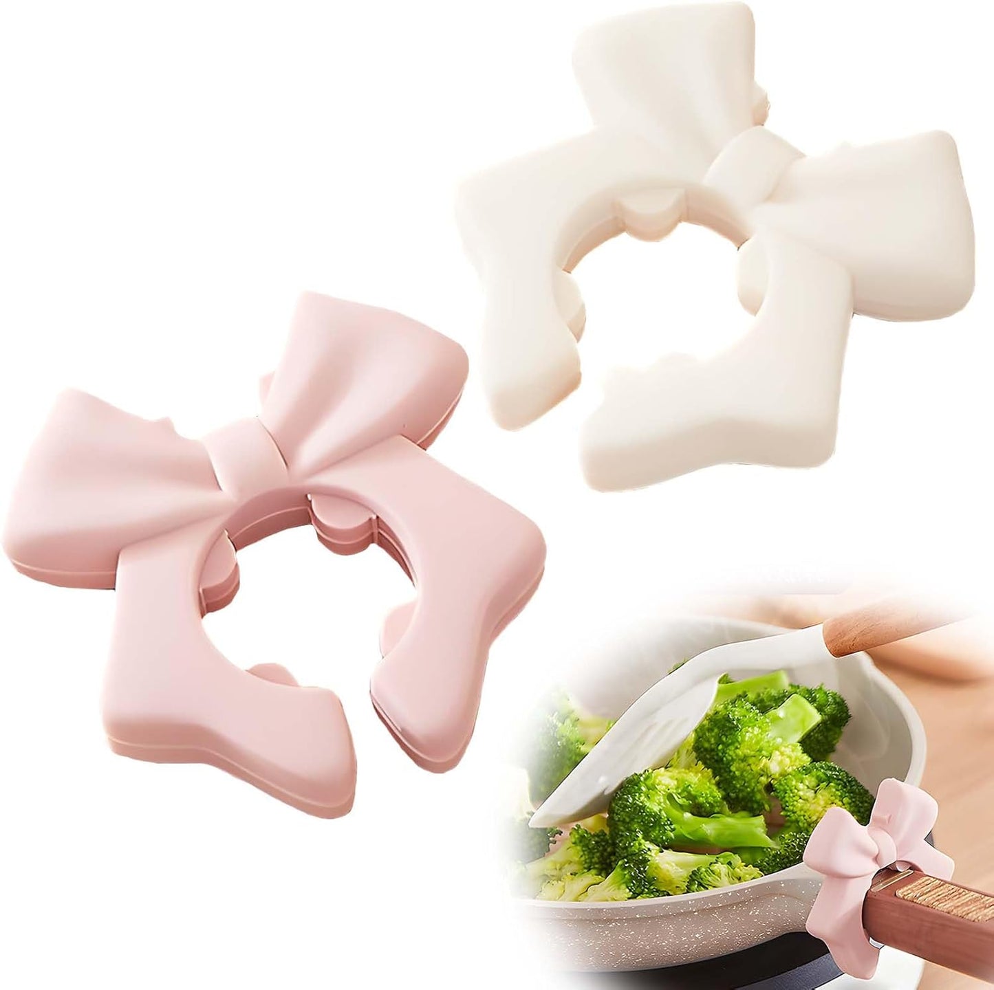 2 pieces Bow-Shaped Silicone Spoon Rest and Spatula Holder - Creative, Non-Slip, Heat-Resistant Kitchen Organizer for Countertop and Stove