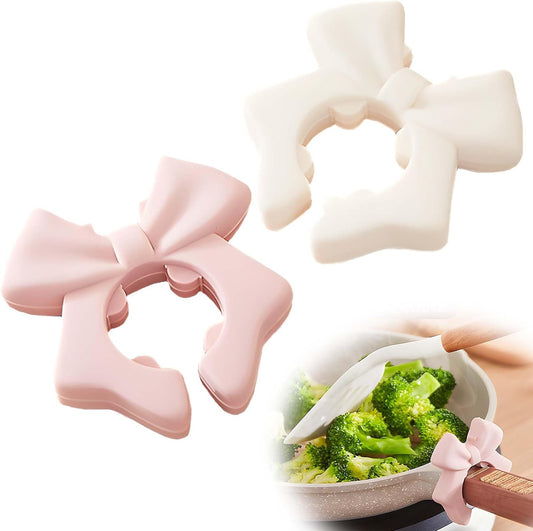 2 pieces Bow-Shaped Silicone Spoon Rest and Spatula Holder - Creative, Non-Slip, Heat-Resistant Kitchen Organizer for Countertop and Stove