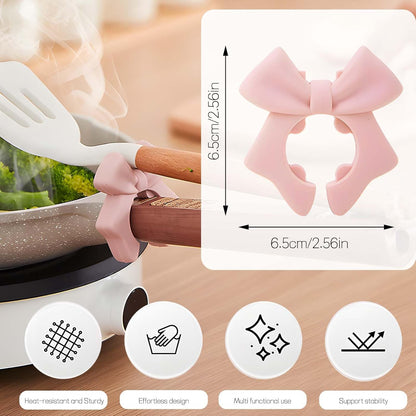 2 pieces Bow-Shaped Silicone Spoon Rest and Spatula Holder - Creative, Non-Slip, Heat-Resistant Kitchen Organizer for Countertop and Stove