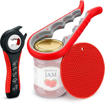 Silicone Jar Opener Set for Seniors, 2 Openers, Non Slip Rubber Pad