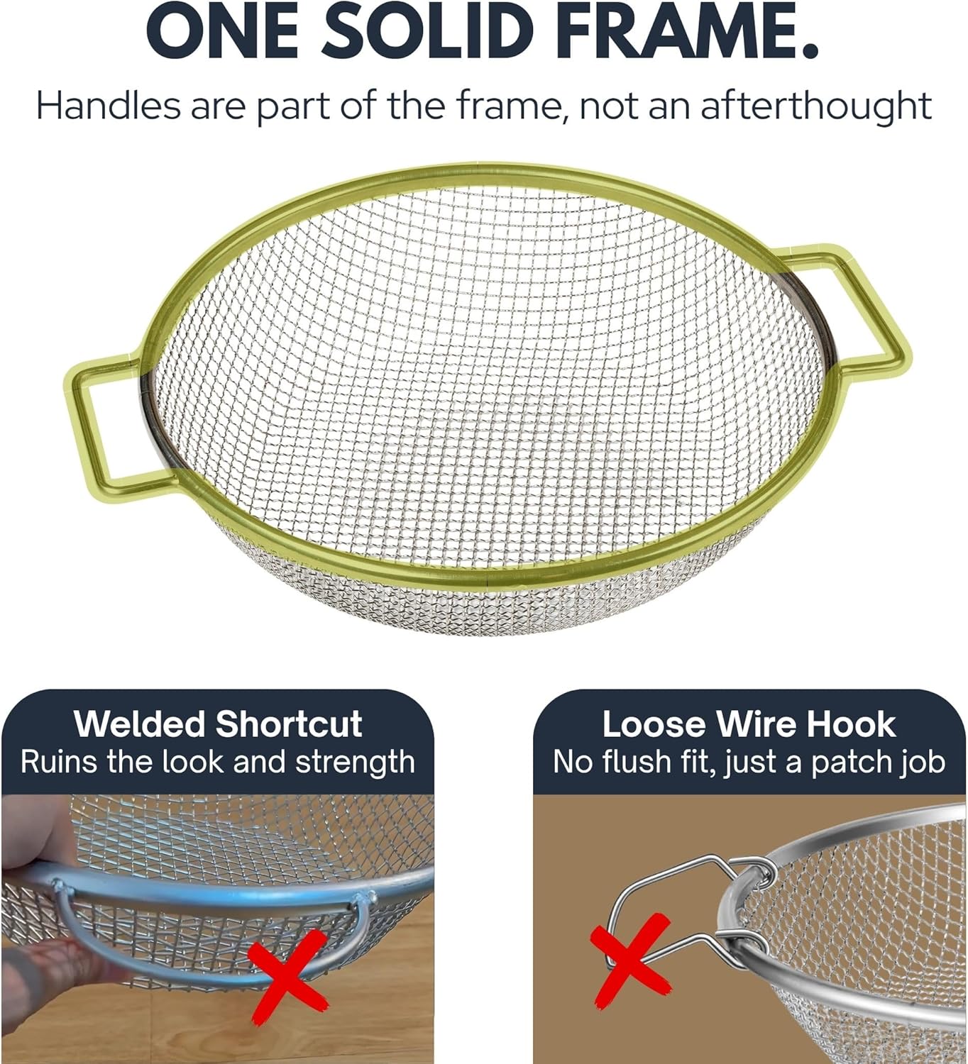 Round Soil Sifter for 5-Gallon Bucket (1/4-inch Mesh), Stainless Steel Garden Sieve with Handles