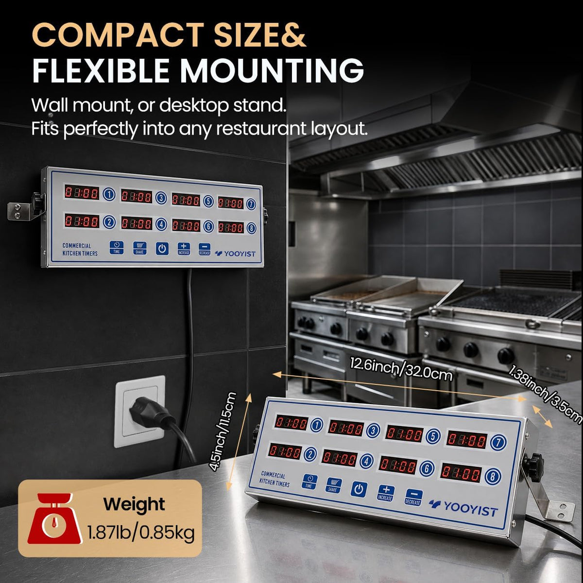 Commercial 8 Channel Digital Kitchen Timer Loud Alarm Cook Timer