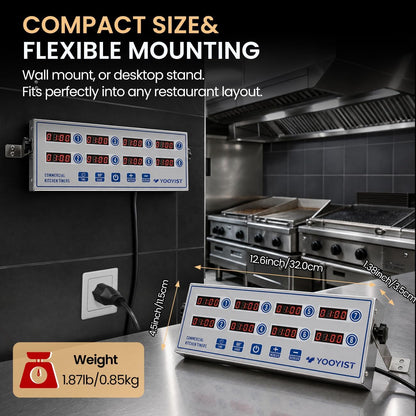 Commercial 8 Channel Digital Kitchen Timer Loud Alarm Cook Timer