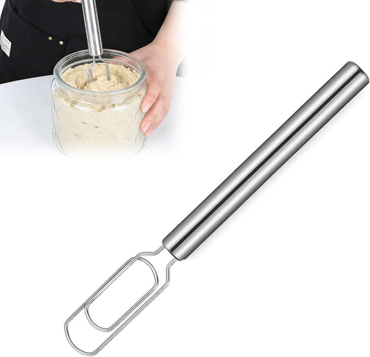Dough Whisk for Sourdough Starter Stainless Steel Sourdough Starter Stirring Reaches Jar Bottom Dough Hand Mixer Bread Whisk Tool for Pizza Bread Cake Mixing Cooking