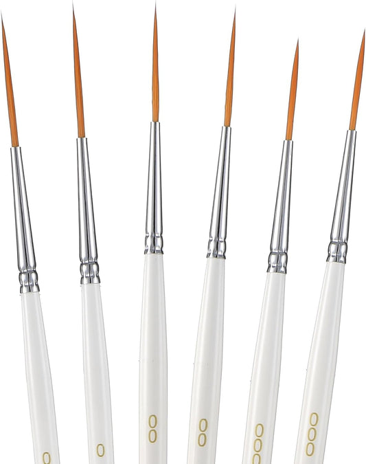 6 Pcs Fine Point Liner Cake Painting Brush Set Cake Brushes Fine Detail Paintbrushes for Cookie Decorating, Icing Pastry, Glitter, Watercolor, Acrylic