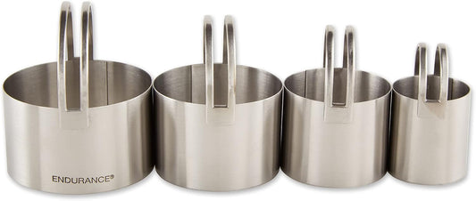 Endurance Round Biscuit Cutters - Stainless Steel, Set of 4 | Nest for Easy Storage | For Cutting Thick or Thin Dough | Professional | High Handle Arch