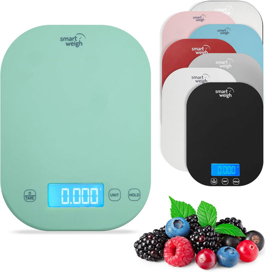 Food Scale, 11lb Digital Kitchen Scale with Tare Function, 1g Precision, Backlit LCD Display, Weight Grams and Ounces for Baking, Cooking, Meal Prep, Weight Loss - Mint Green