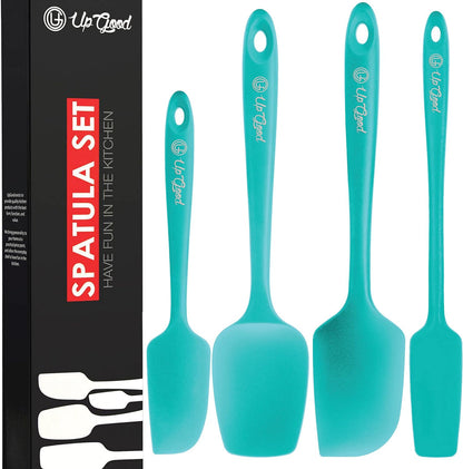 Silicone Spatula Set 600°F - High Heat Resistant Nonstick, Small and Large Kitchen Spatulas - Flexible BPA Free Professional Grade Cookware - Utensils for Cooking, Baking, Mixing(4 Pcs, Teal)